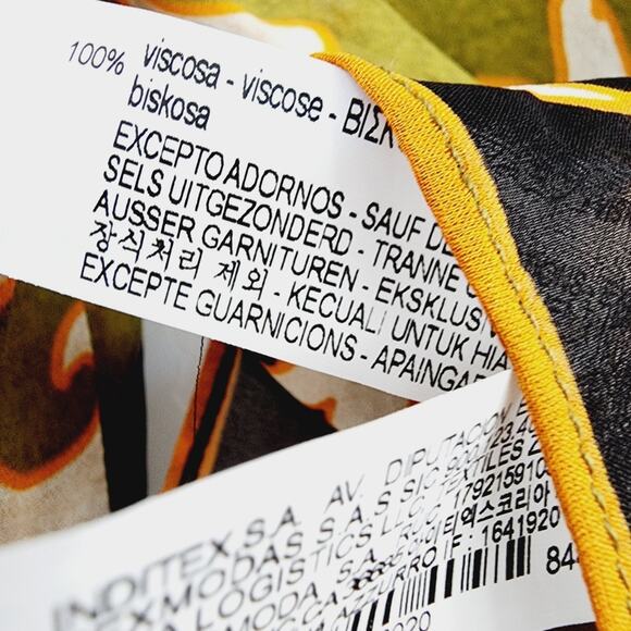 Zara Olive Green Printed Long Sleeve Top Neck Tie with Beading Size Small - Picture 10 of 12